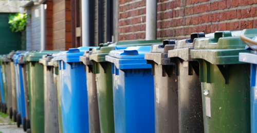 recycling bins on street